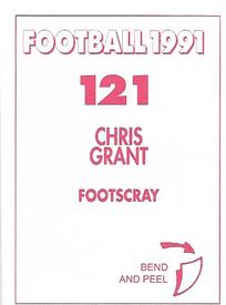 1991 Select AFL Stickers #121 Chris Grant Back